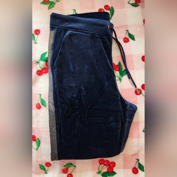 Juicy Couture Regal Blue Velour Bling Tracksuit Jogger Pants Size Large - Picture 8 of 8